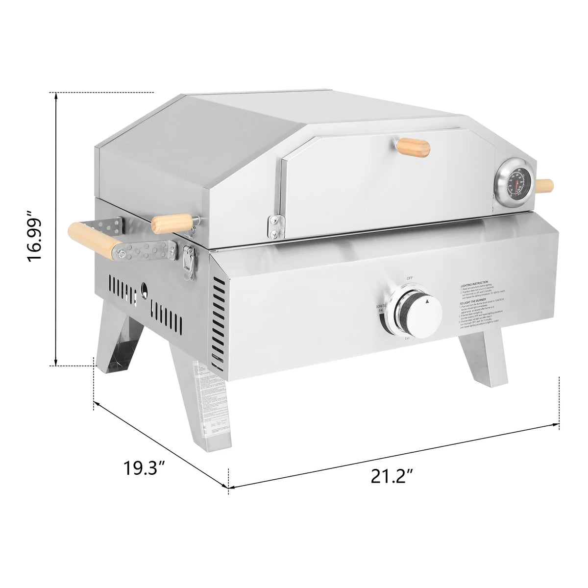2-in-1 Portable Stainless Steel Pizza Oven and Propane Grill Y385