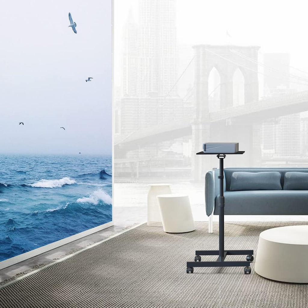 Height Adjustable Mobile Projector Stand on Wheels with Tray, Black A192