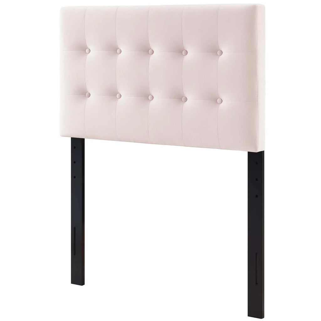 Pink Velvet Twin Size Tufted Headboard F73898