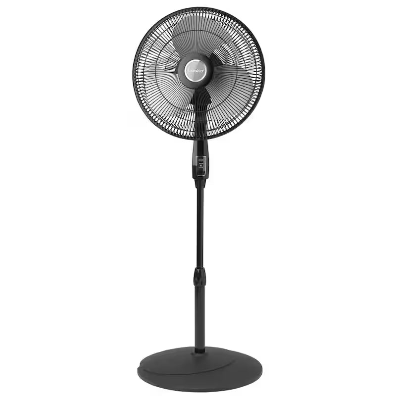 Black Adjustable-Height Oscillating Pedestal Fan with Remote Control Z48472