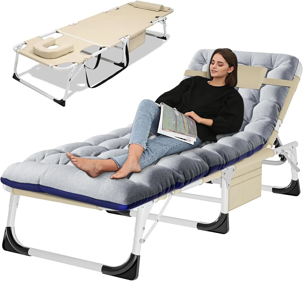 Portable Folding Camping Cot Bed with Mattress & Pillow L5783