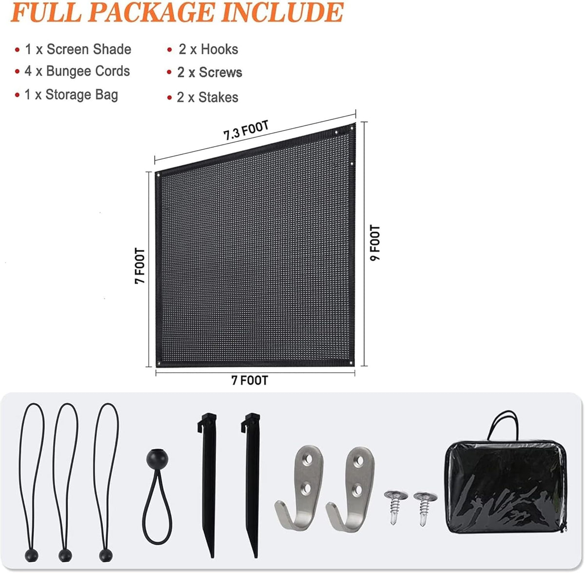 Black Mesh RV Awning Sunshade F6087