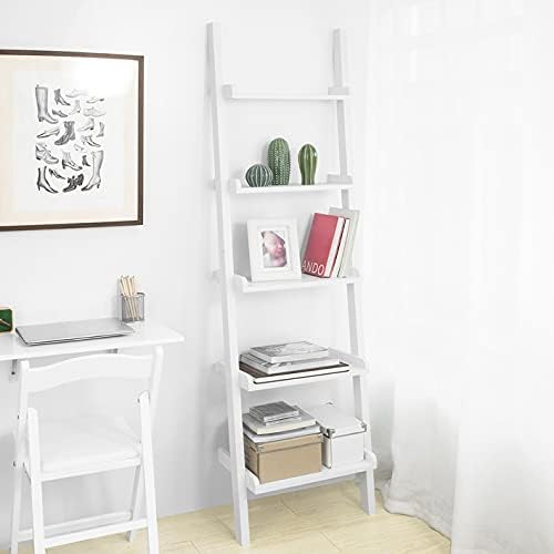 White Wood Ladder Bookcase X154050