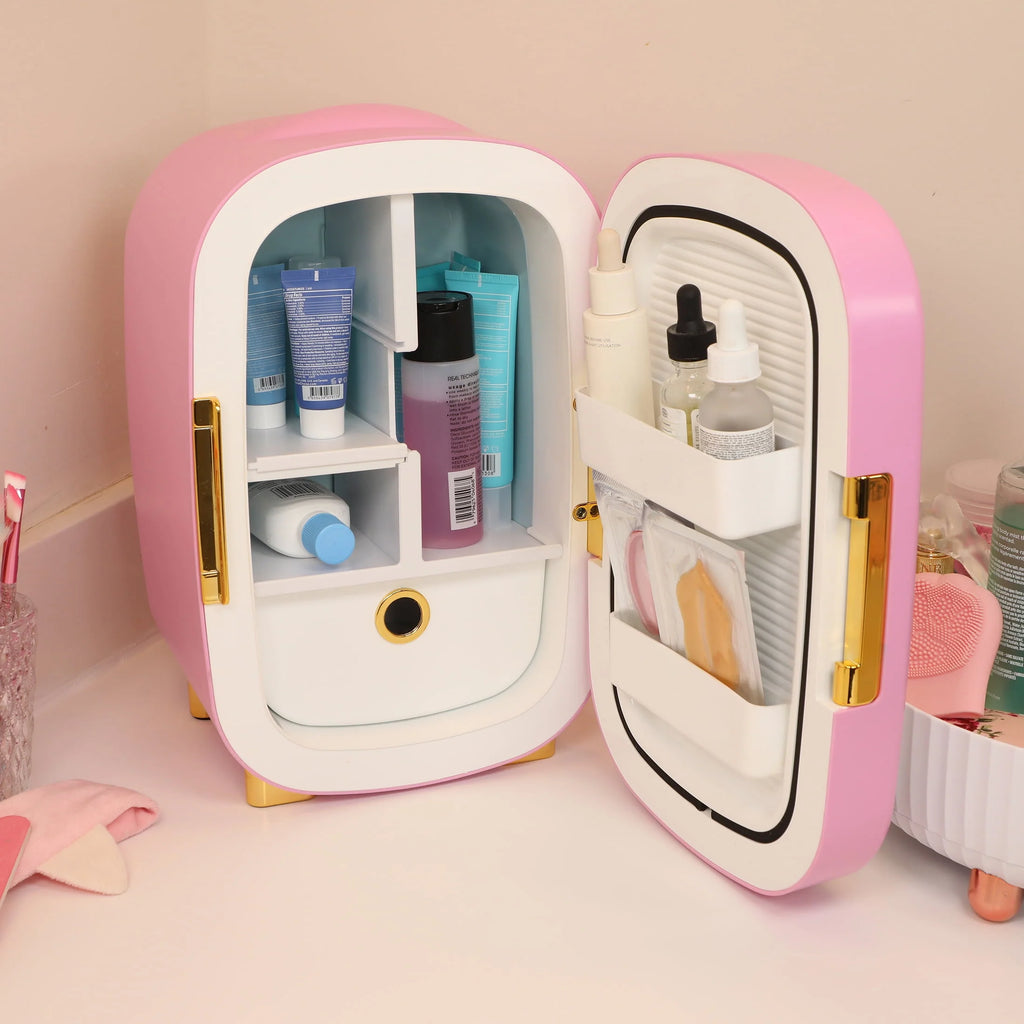 Pink Mini Fridge 7L with Light Up Mirror R806