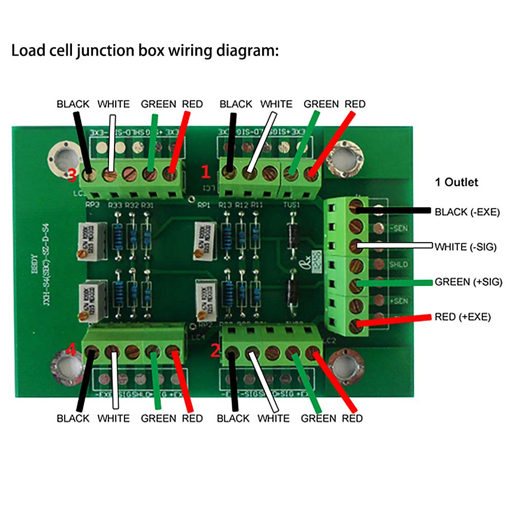 Load Cell Junction Box for Scales, 4 Inlets to 1 Outlet, Aluminum Alloy S55732