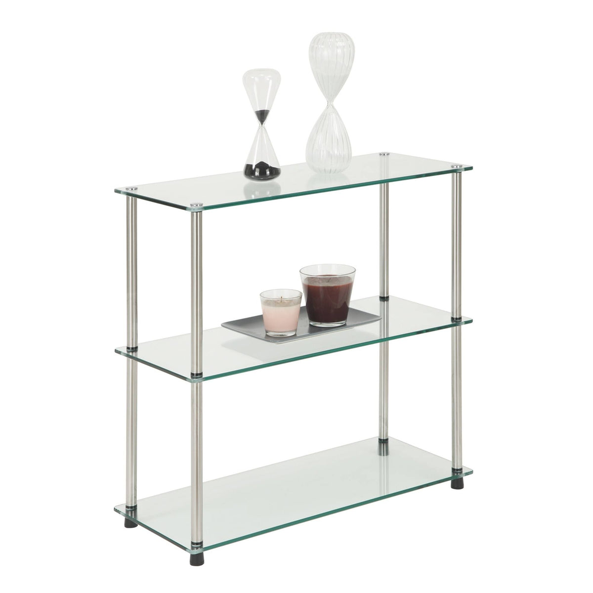 Black 3-Shelf Glass Bookcase N231