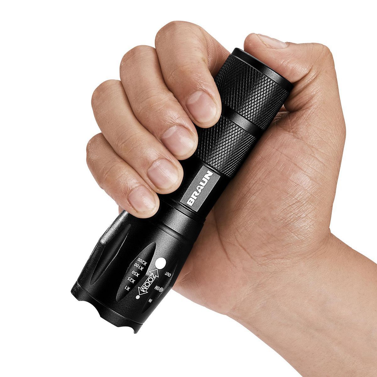 Black Tactical LED Flashlight E89785