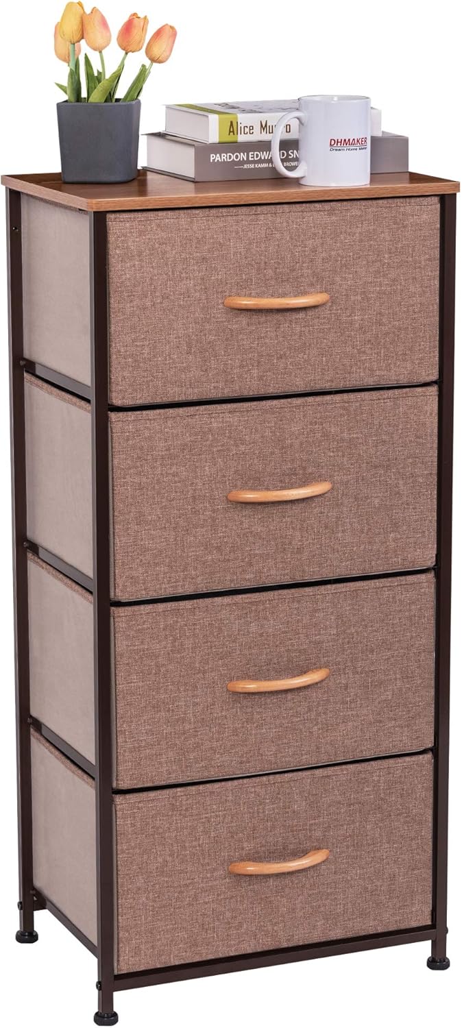 Brown 4 Drawer Vertical Dresser Storage Tower K7693