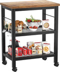 3 Tier Kitchen Cart with Wheels and 5 Hooks O564847