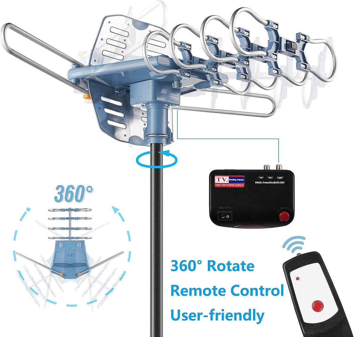Digital Outdoor TV Antenna with Mount Pole 4K 1080p 150 Miles Range R313776