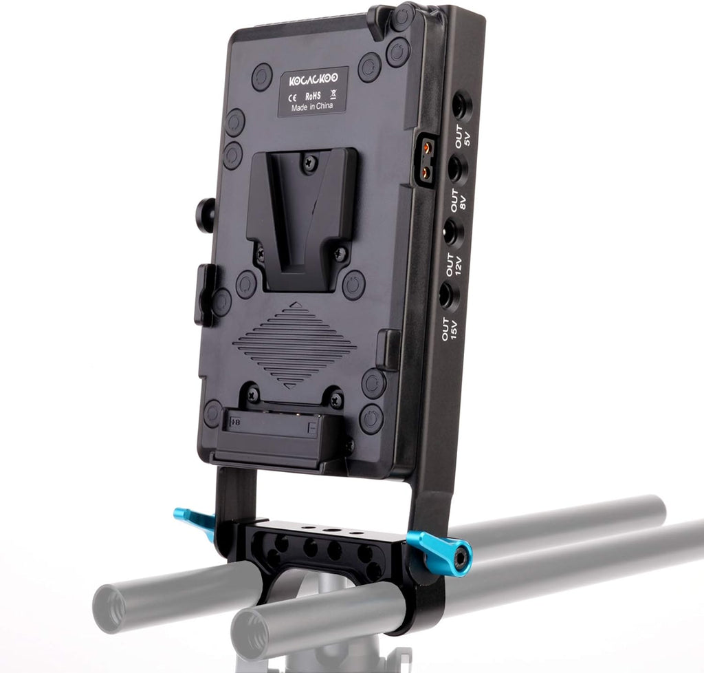 V-Mount Lock Battery Plate Power Supply Splitter Adapter with 15mm Rod Clamp L550180