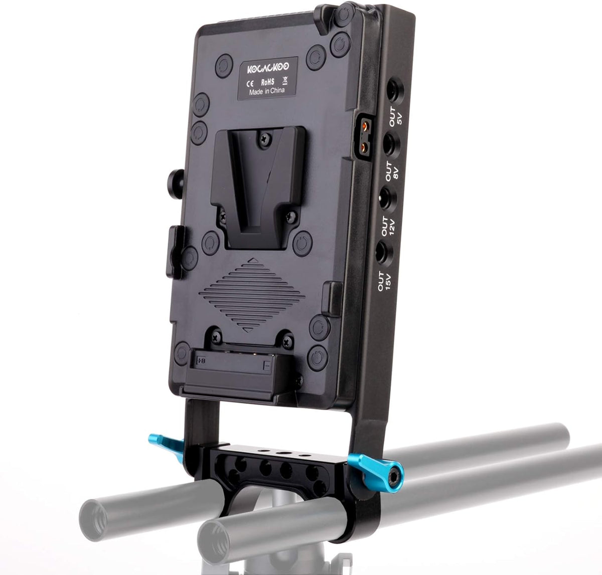 V-Mount Lock Battery Plate Power Supply Splitter Adapter with 15mm Rod Clamp L550180