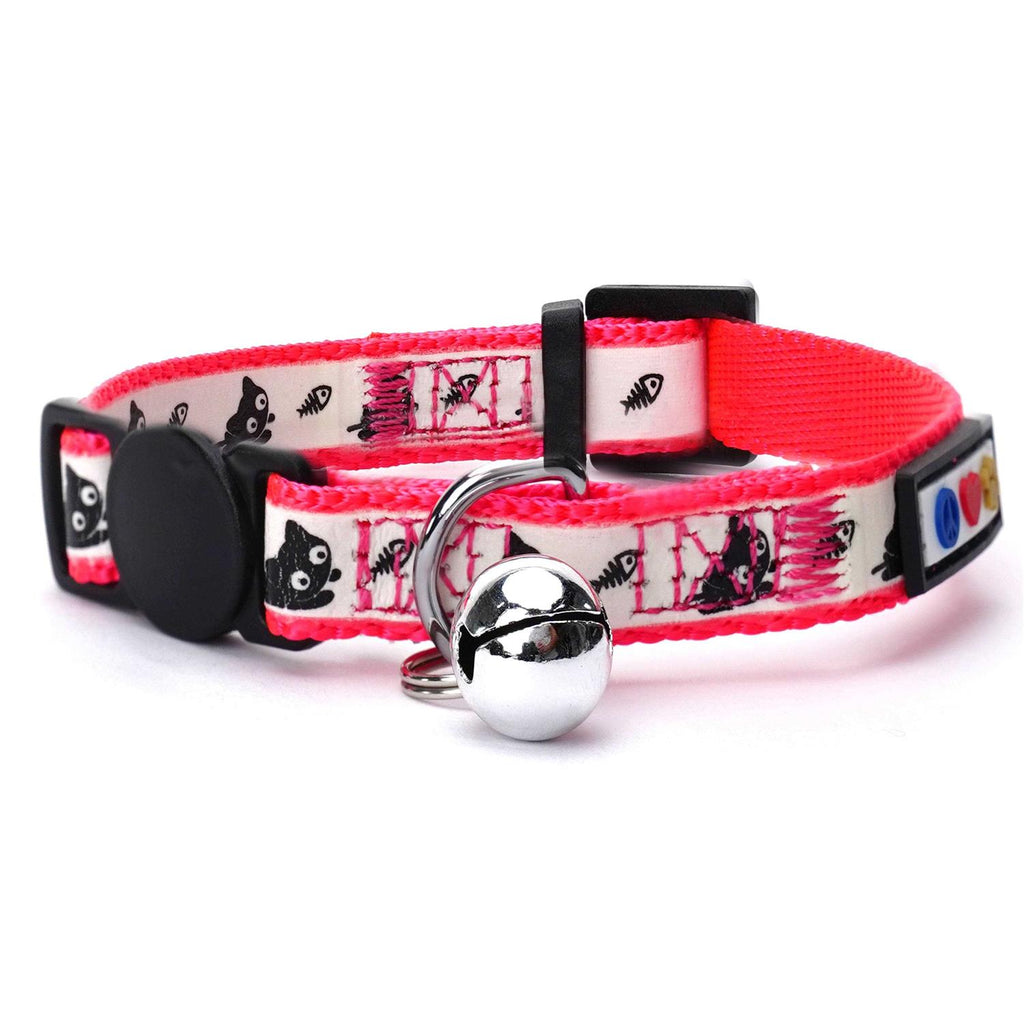 Cat Collar with Safety Buckle and Removable Bell W1059