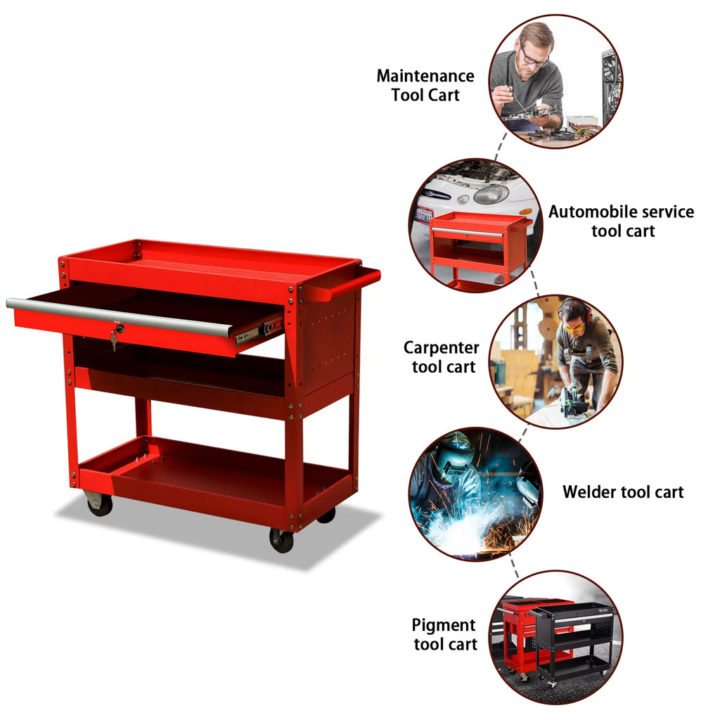 Black 4-Wheel Rolling Tool Cart O12956