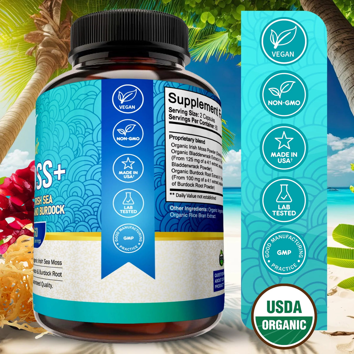 Organic Sea Moss Capsules 1600mg 120 Capsules T633