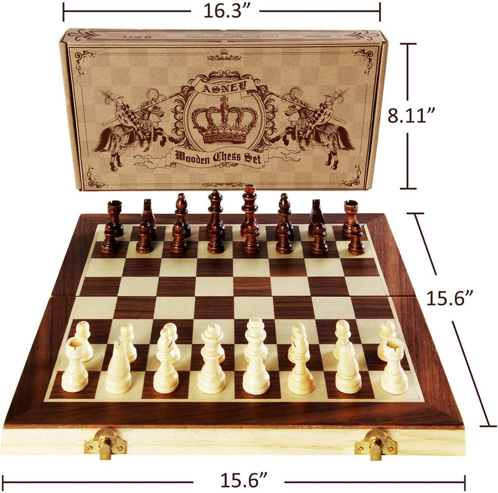 Magnetic Wooden Chess Set with Storage Slots T5482