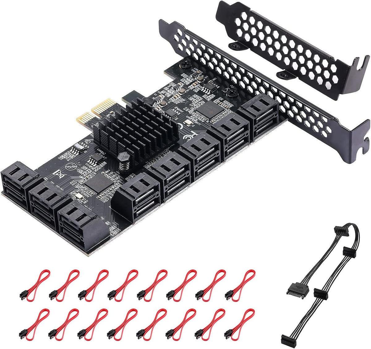 8 Port PCIe SATA Card with SATA Cables and Low Profile Bracket V3130