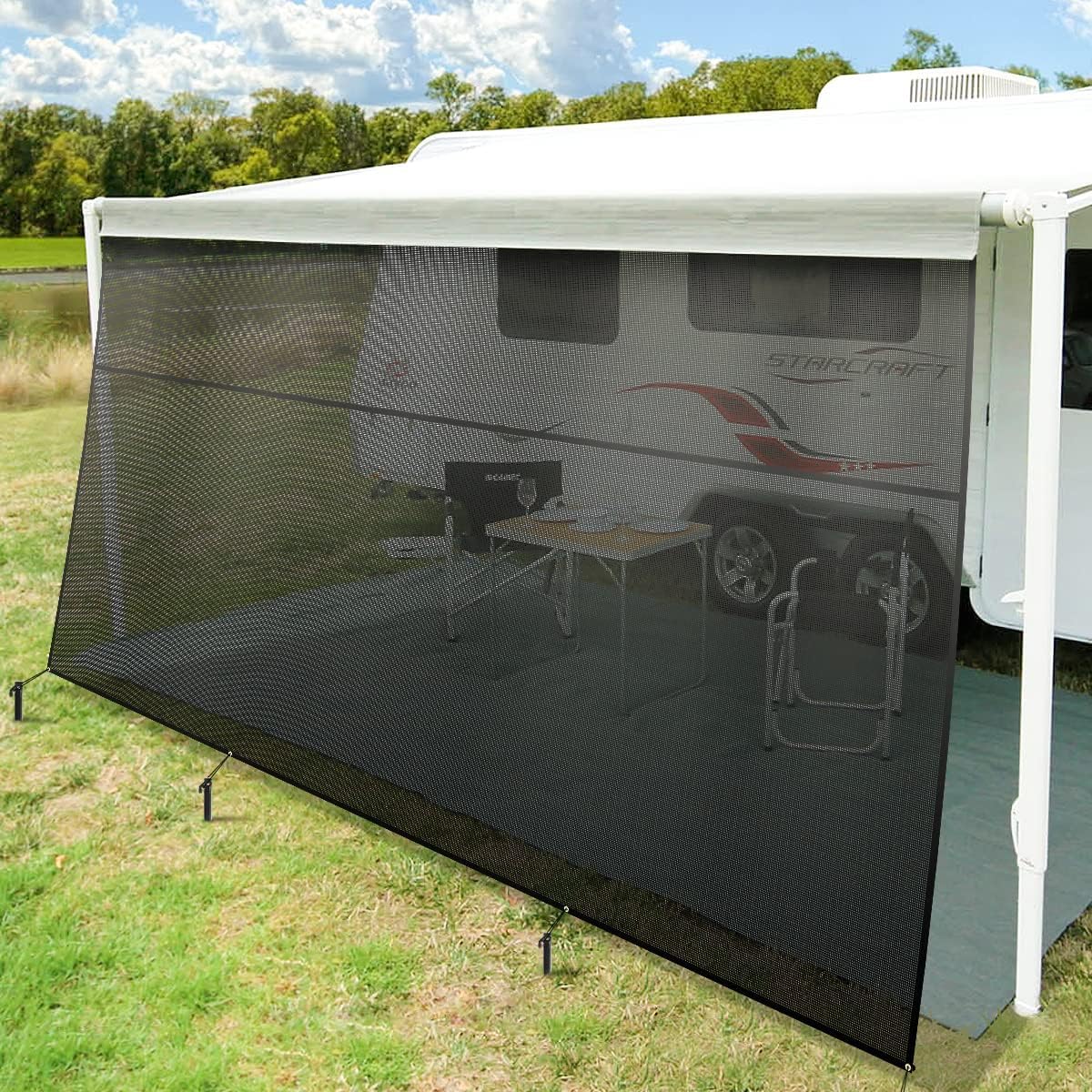Black Mesh RV Awning Sun Shade Screen 15'x9' H3750