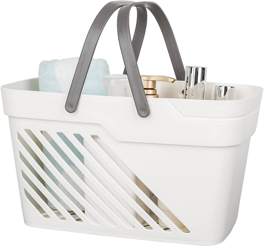 White Plastic Storage Baskets with Handles K9404