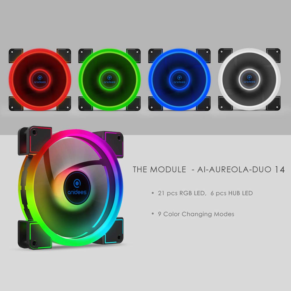 140mm 3pcs RGB PWM Dual Light Loop Fan V3189