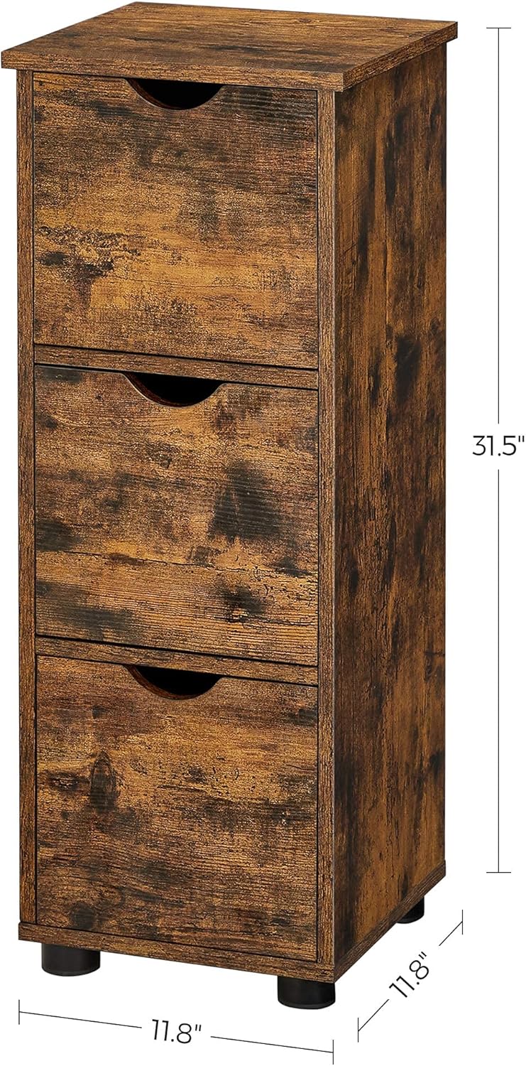 Rustic Brown 3 Drawer Storage Cabinet Y368753