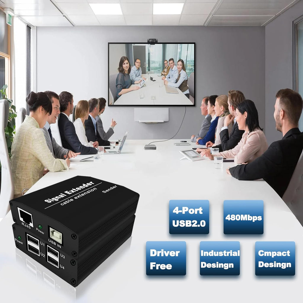 USB Extender up to 164ft/50m Over Cat5/5e/6/7 4 USB2.0 Ports Y81248