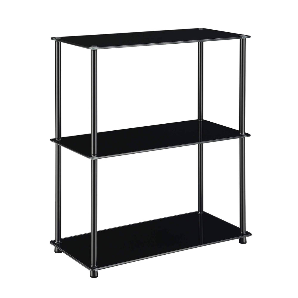 Black 3-Shelf Glass Bookcase N231