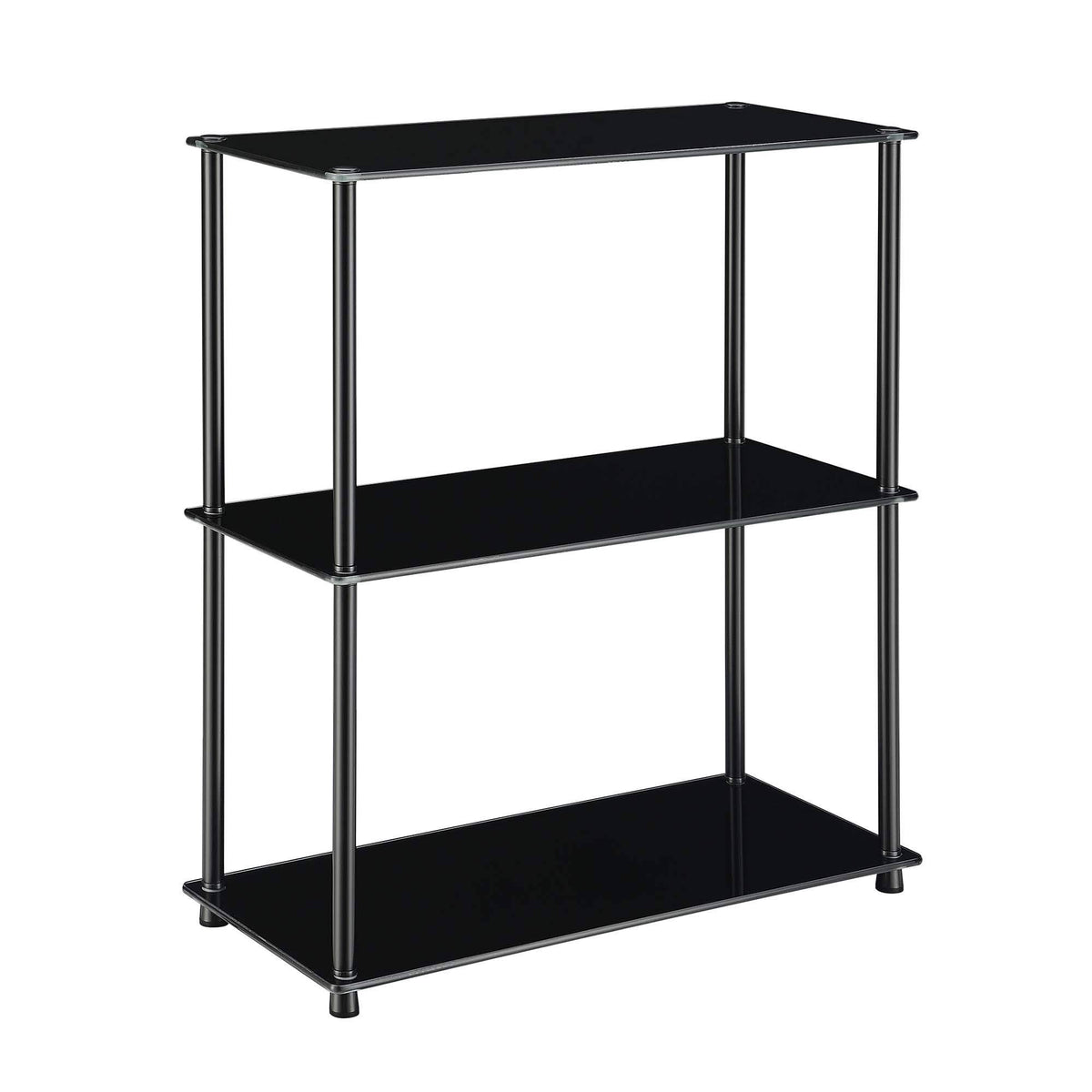 Black 3-Shelf Glass Bookcase N231
