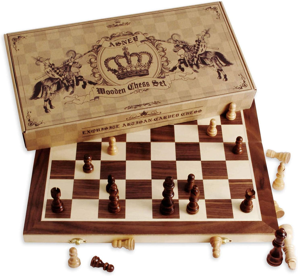 Magnetic Wooden Chess Set with Storage Slots T5482