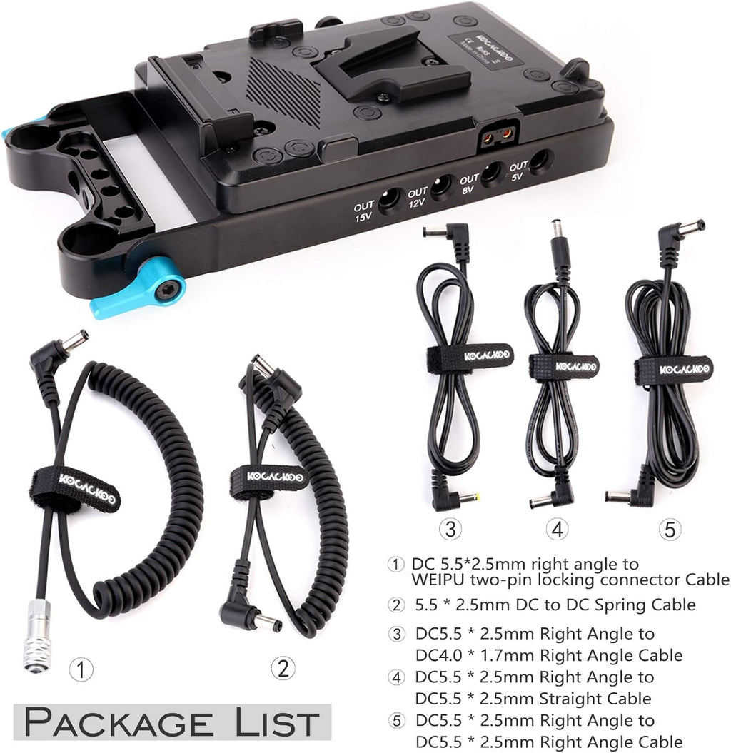 V-Mount Lock Battery Plate Power Supply Splitter Adapter with 15mm Rod Clamp L550180
