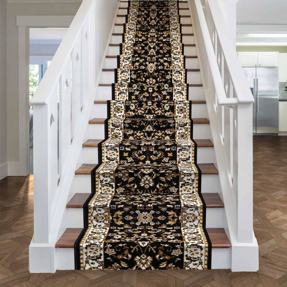 Persian Black Stair Carpet Runner K9570