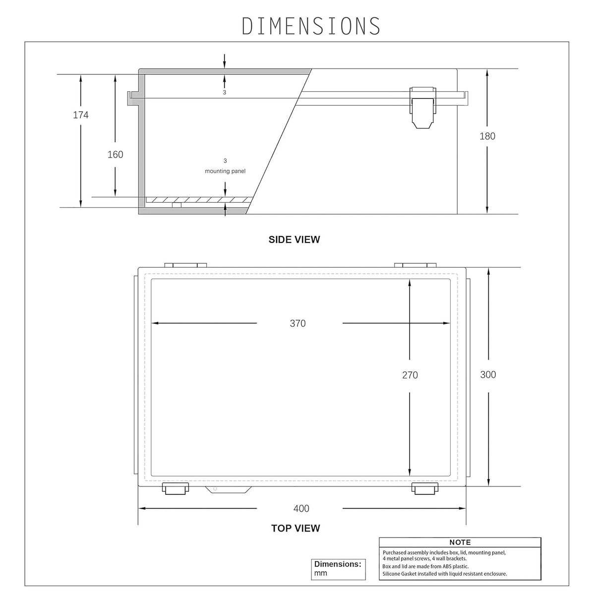 IP67 Waterproof Hinged Cover Plastic Junction Box with Mounting Plate 400×300×180mm W370