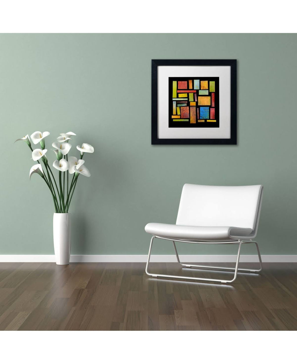White Matte with Black Frame Art P678