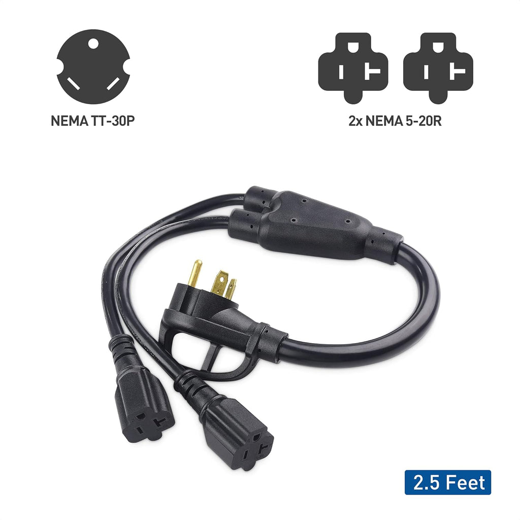 3 Prong 30 Amp Male to 20 Amp Female Adapter 2.5 Feet T4861