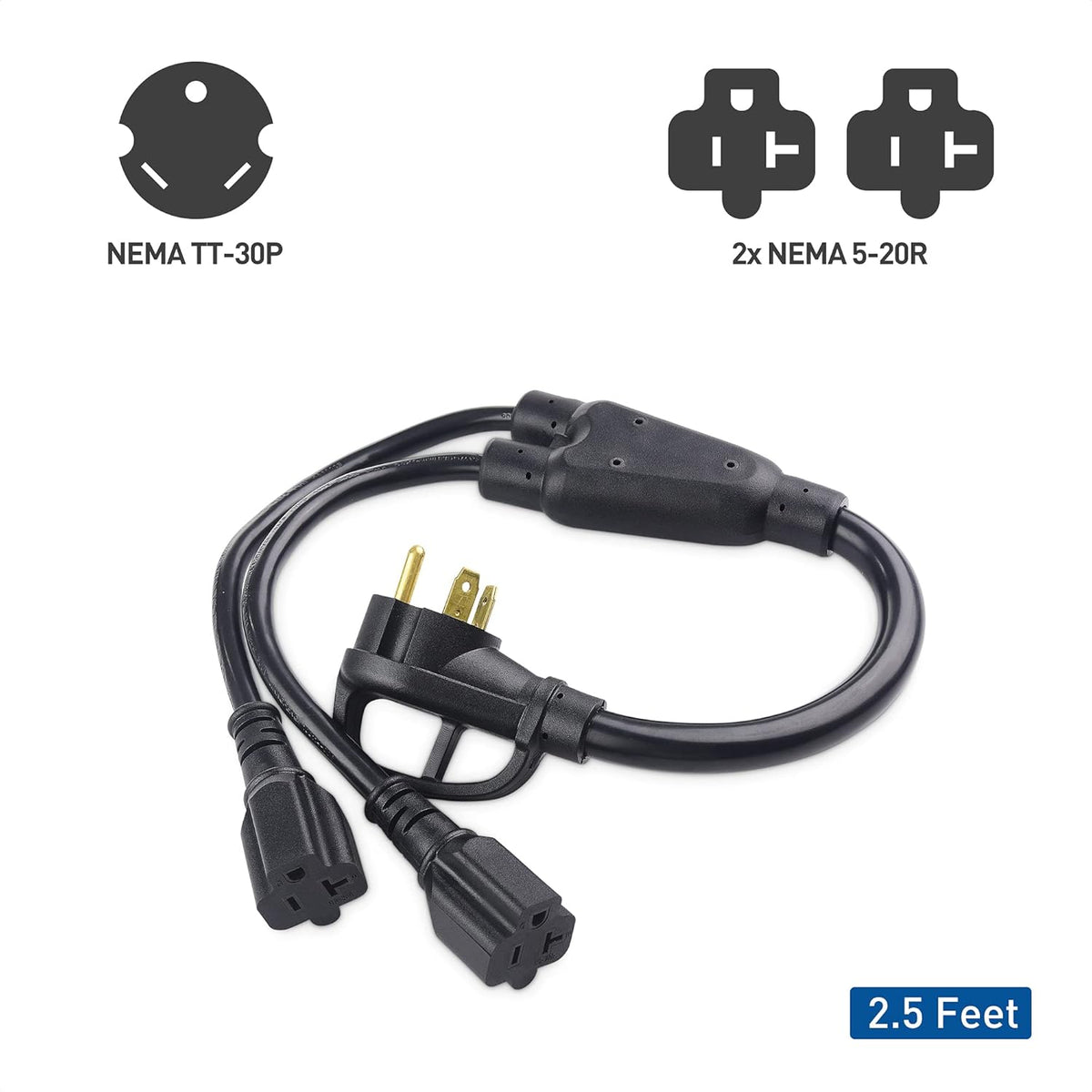3 Prong 30 Amp Male to 20 Amp Female Adapter 2.5 Feet T4861