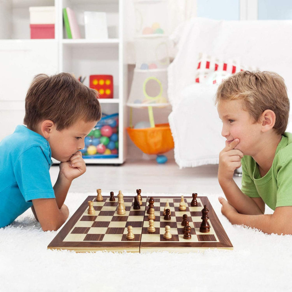 Magnetic Wooden Chess Set with Storage Slots T5482