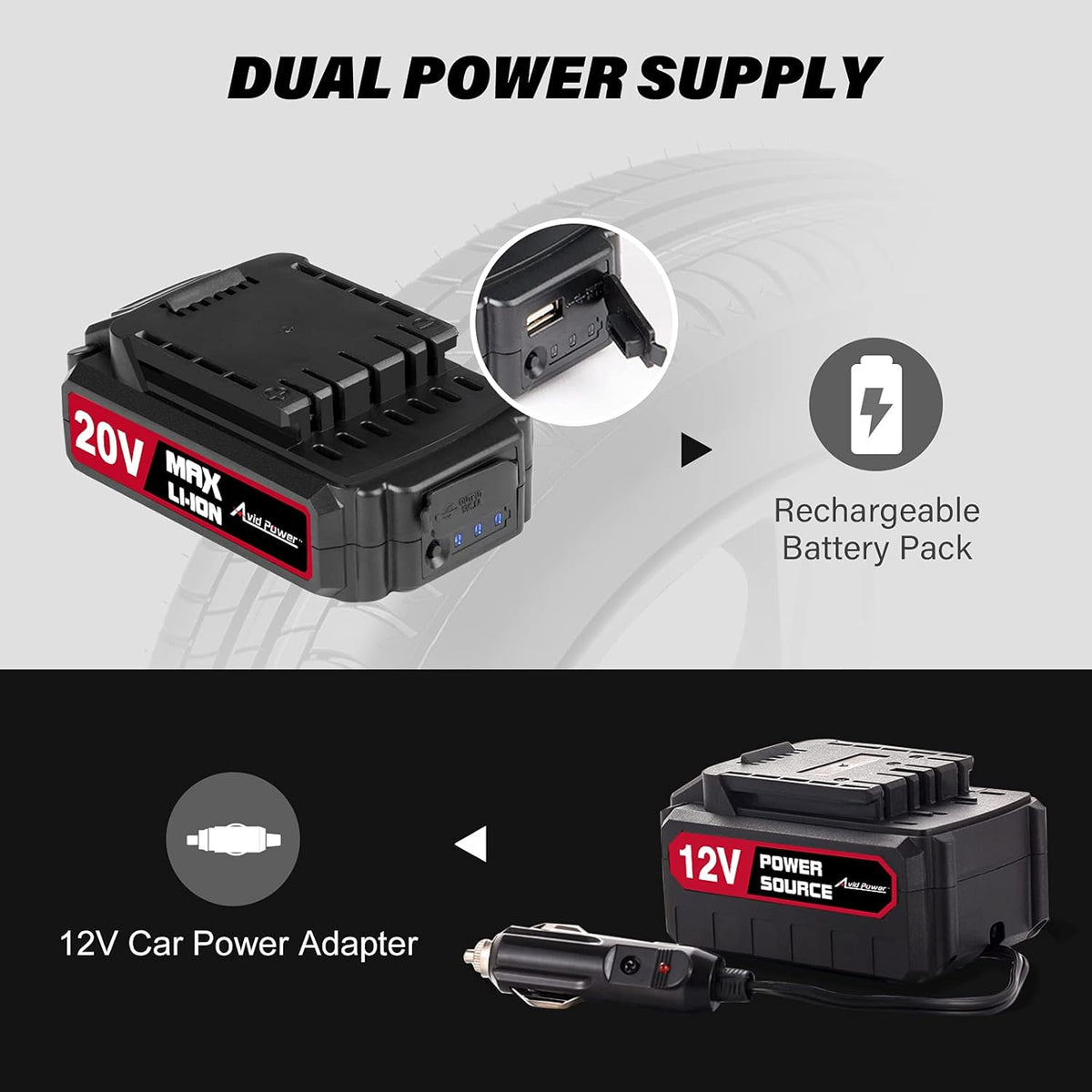 20V Cordless Portable Air Compressor Tire Inflator G280240