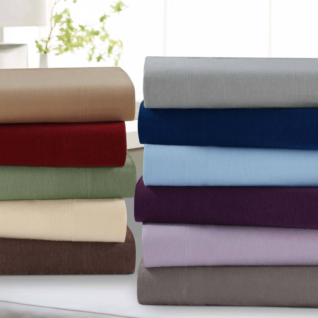 Queen Heavyweight Flannel Solid Fitted Sheet Deep Red K299