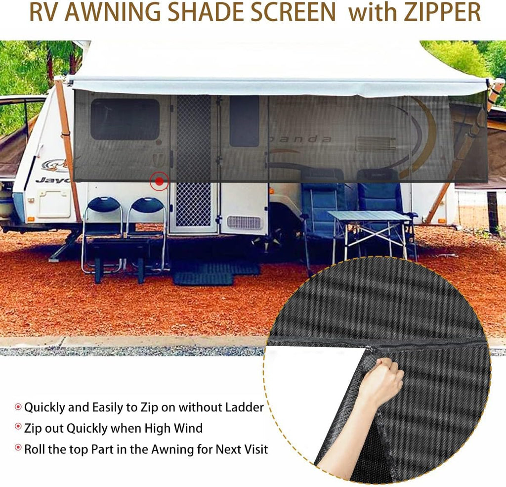 Black Mesh RV Awning Sun Shade Screen 15'x9' H3750