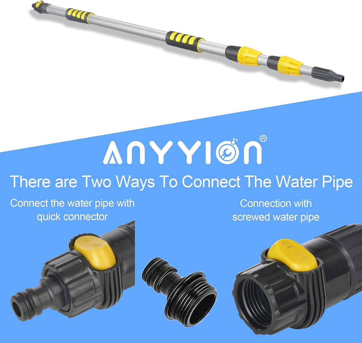 11.5 Foot Telescopic Flow Through Car Wash Brush Soft Bristles L8734