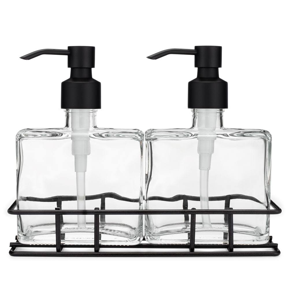 Glass Soap Dispenser Set with Pump and Metal Stand L13669