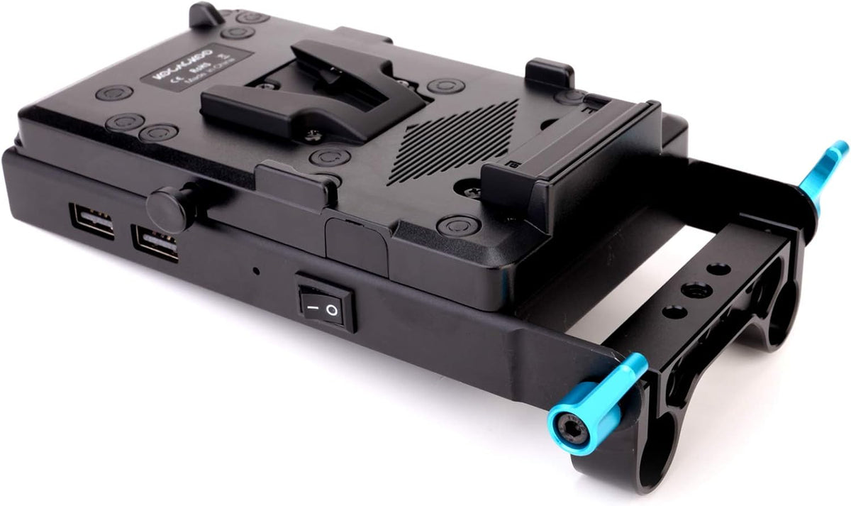 V-Mount Lock Battery Plate Power Supply Splitter Adapter with 15mm Rod Clamp L550180