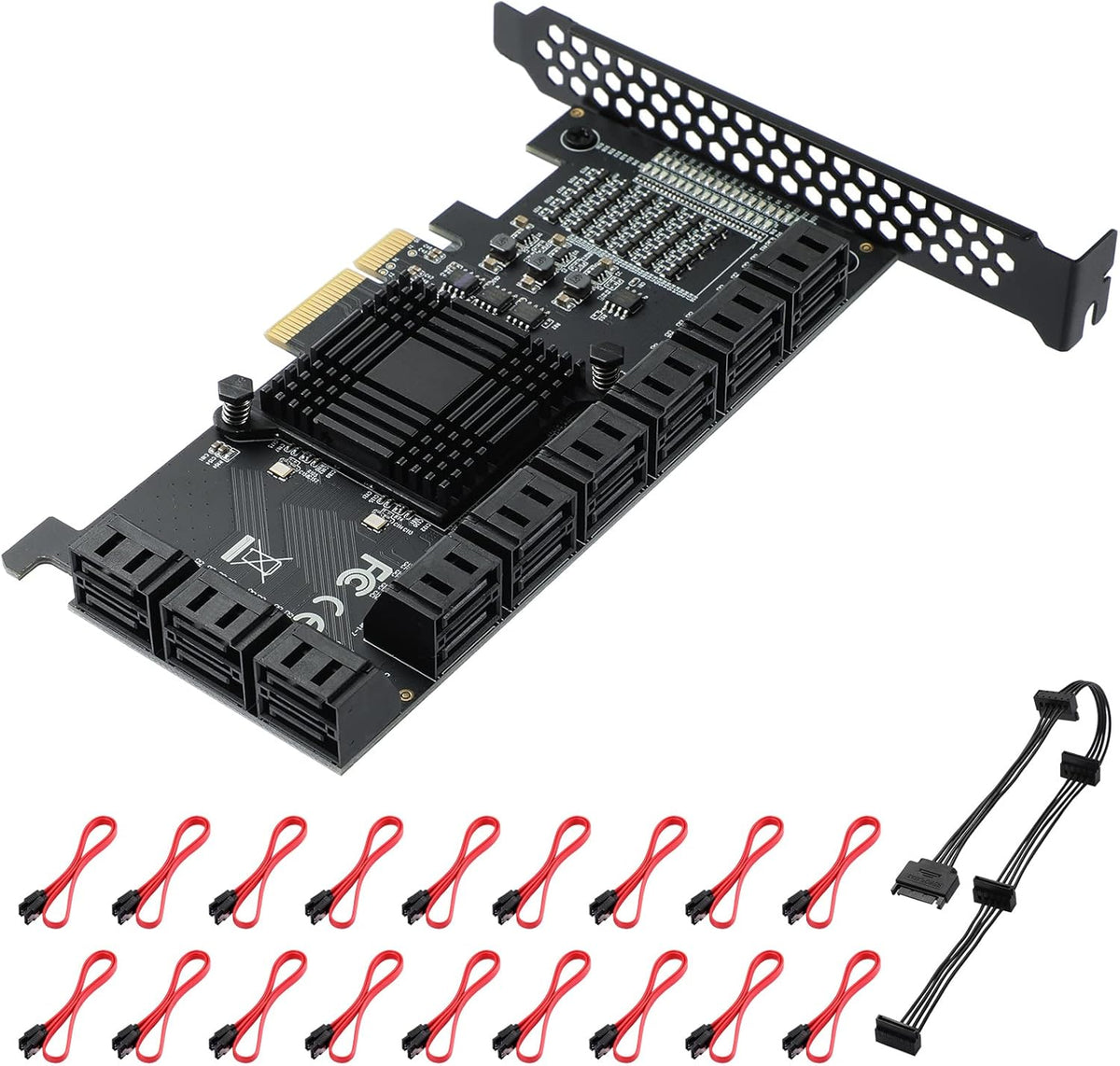 8 Port PCIe SATA Card with SATA Cables and Low Profile Bracket V3130