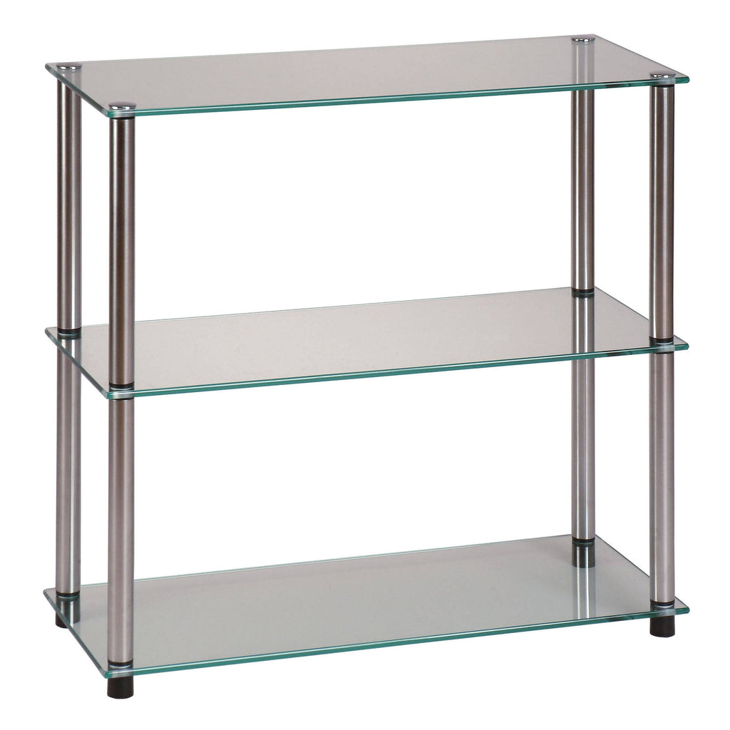 Black 3-Shelf Glass Bookcase N231