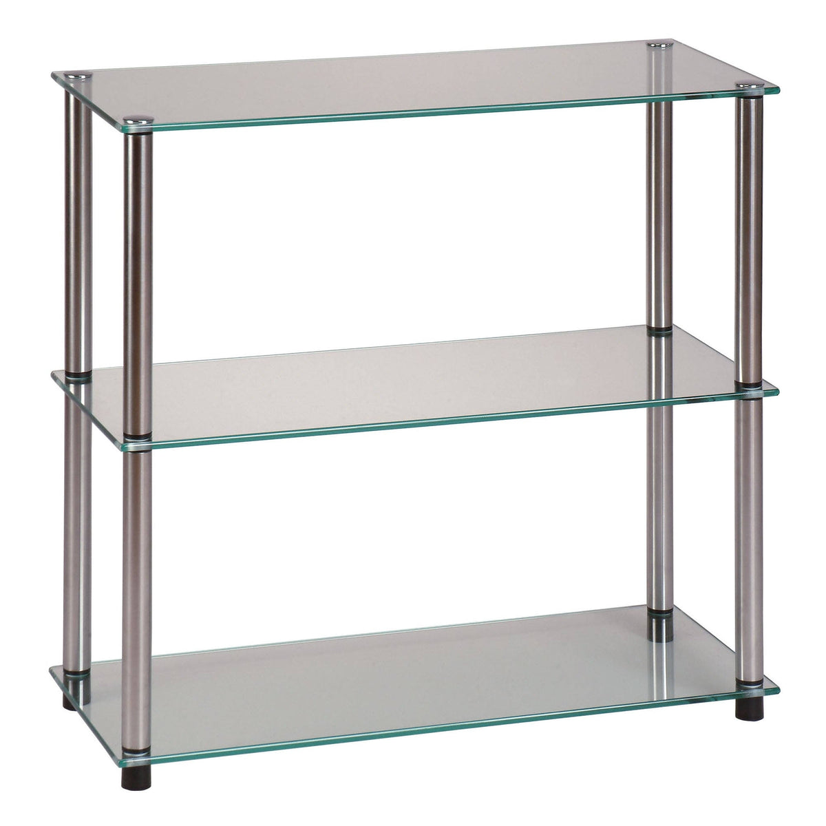 Black 3-Shelf Glass Bookcase N231