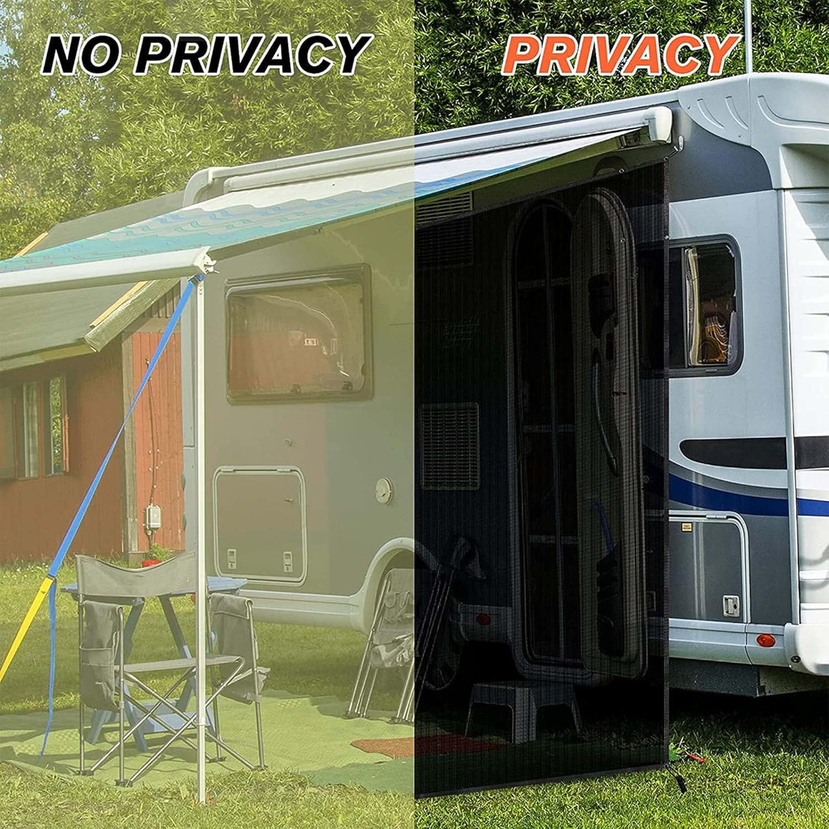 Black Mesh RV Awning Sunshade F6087