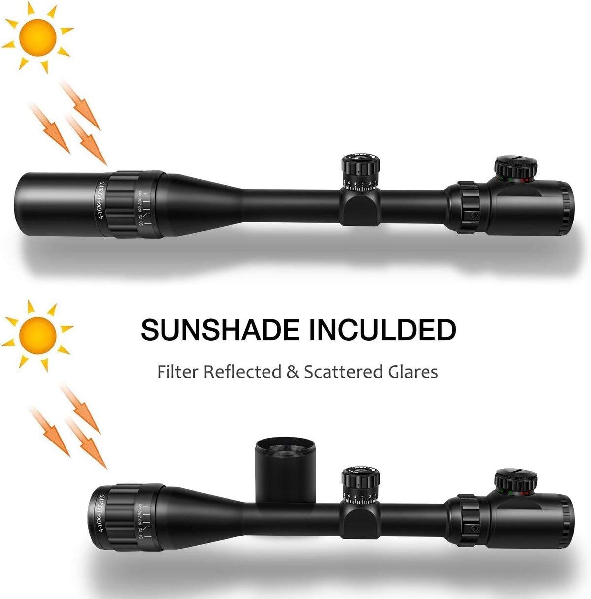 4-16x44 Illuminated Rifle Scope with Sunshade and Scope Mount N90205