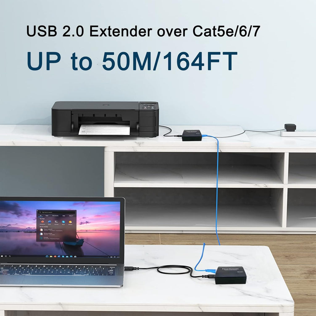USB Extender up to 164ft/50m Over Cat5/5e/6/7 4 USB2.0 Ports Y81248