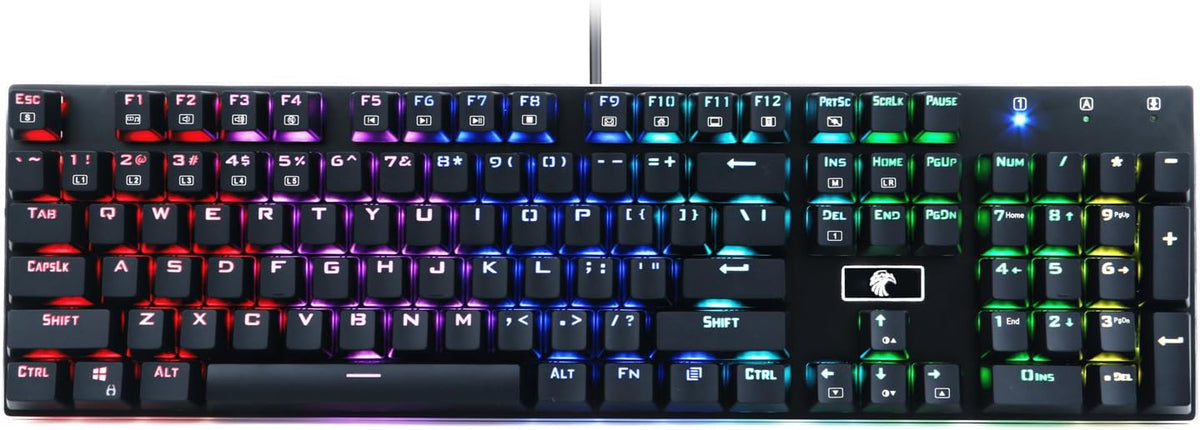 RGB Mechanical Gaming Keyboard, Blue Switches, Wired 104 Keys B36974