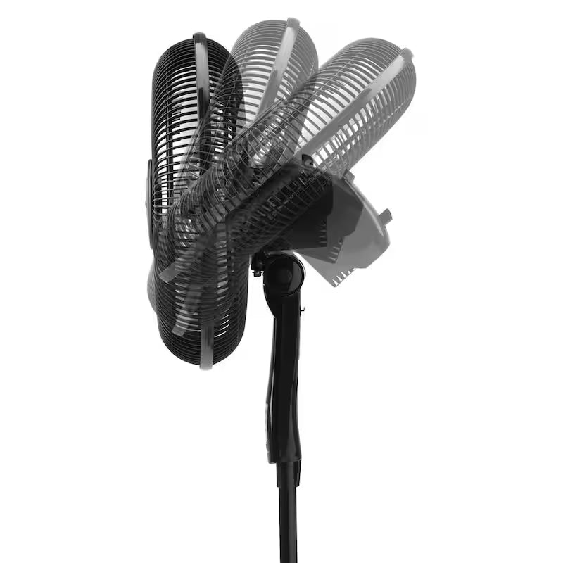 Black Adjustable-Height Oscillating Pedestal Fan with Remote Control Z48472